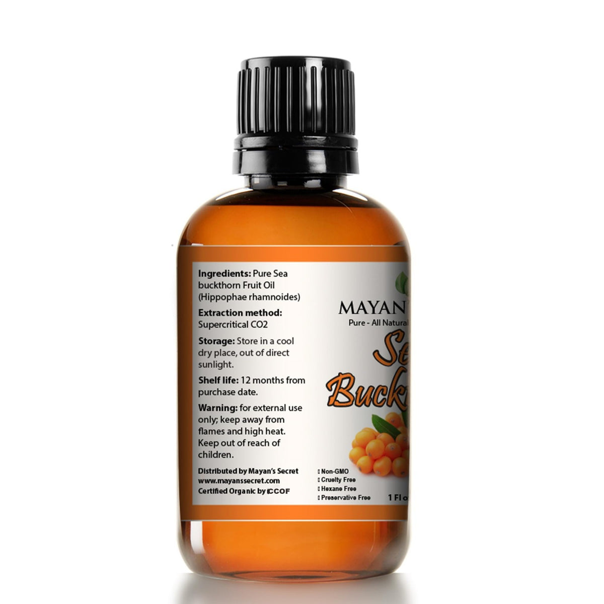 Sea Buckthorn Oil Organic 1oz – Supercritical CO2 Extracted