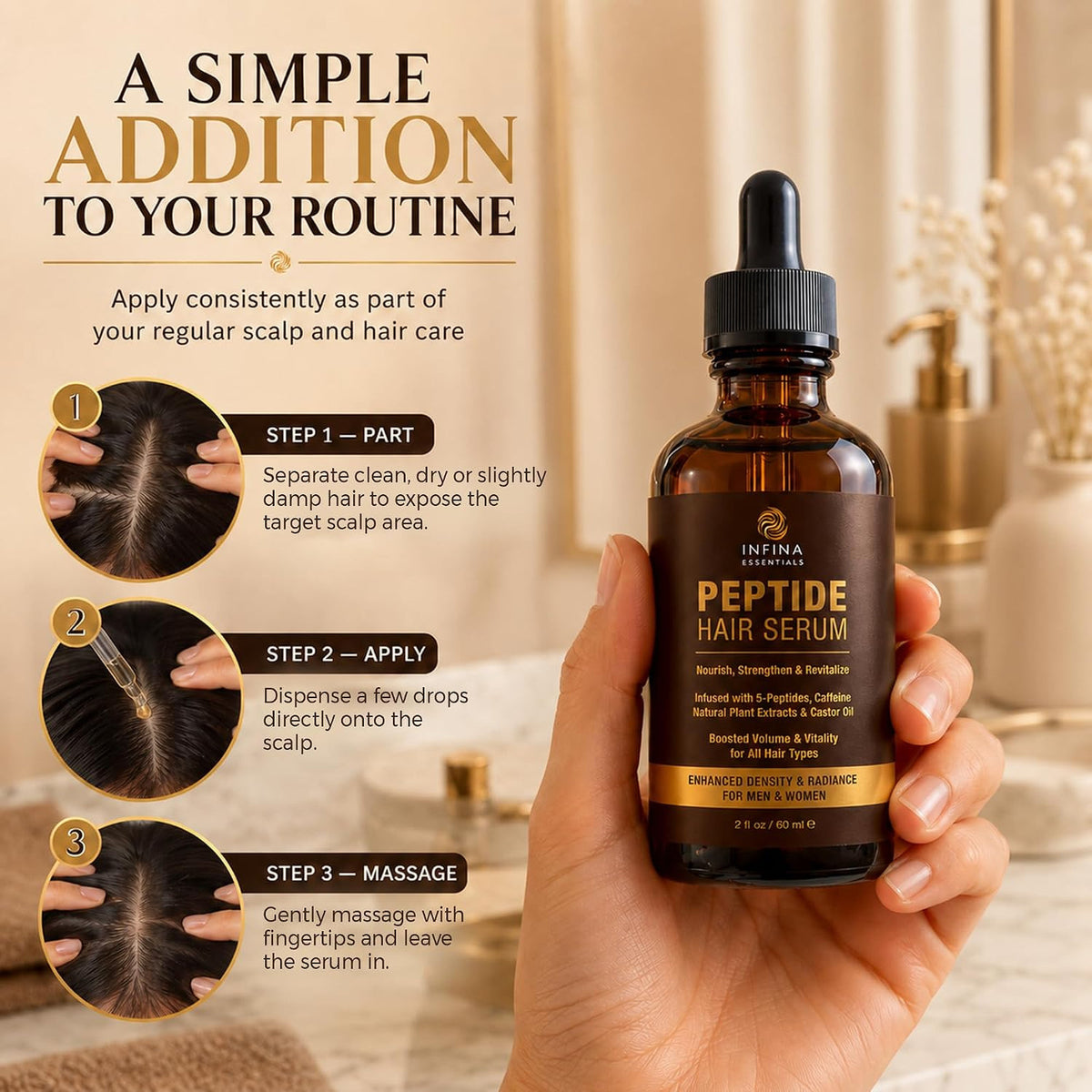 Multi Peptide Hair Serum for Growth and Density 2 fl oz Caffeine