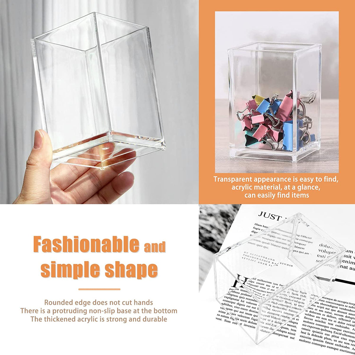 3 Pack Clear Acrylic Makeup Brush Holder Cosmetic Organizer Desktop Storage