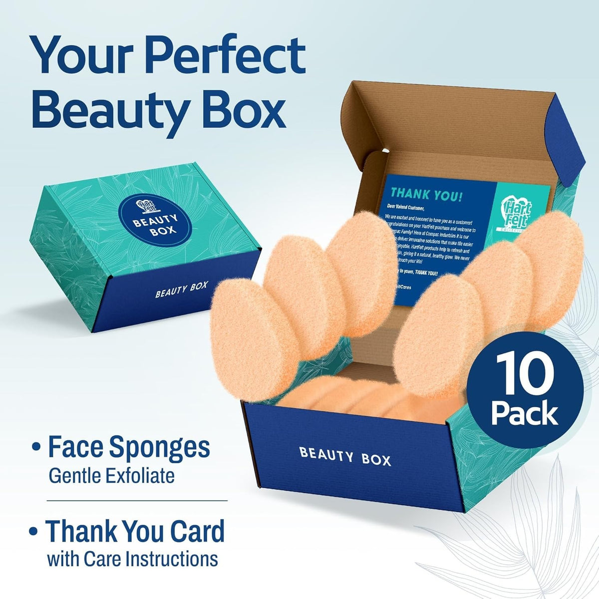 [10 Pack] Gentle Exfoliating Facial Sponge for Face - Daily Cleansing