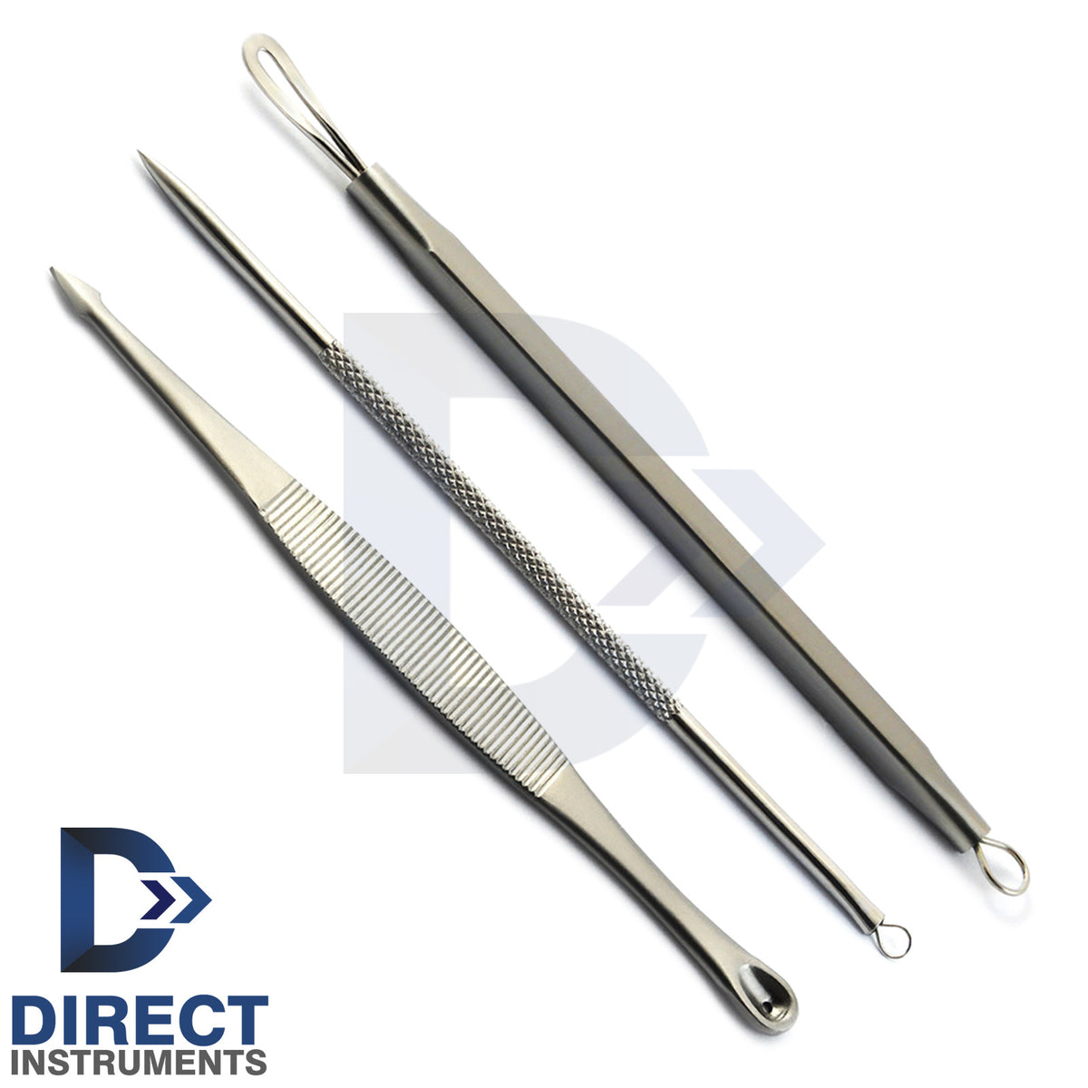 3Pcs Blackhead Comedone Extractor Set - Pimple & Blemish Remover Tools