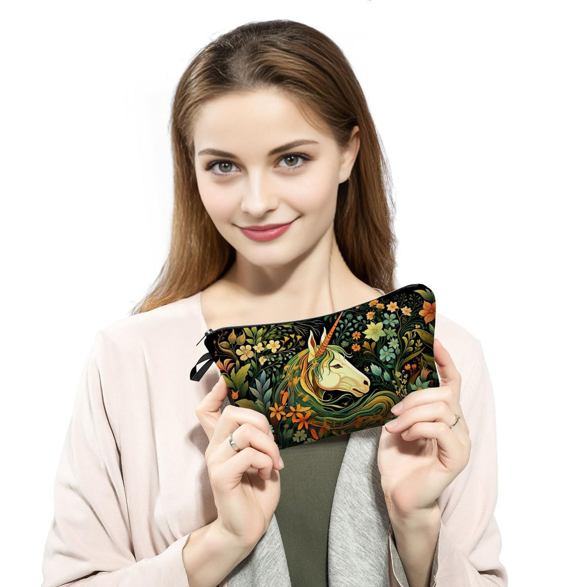 Unicorn Cosmetic Bag for Women Travel Makeup Organizer Small Zipper Pouch