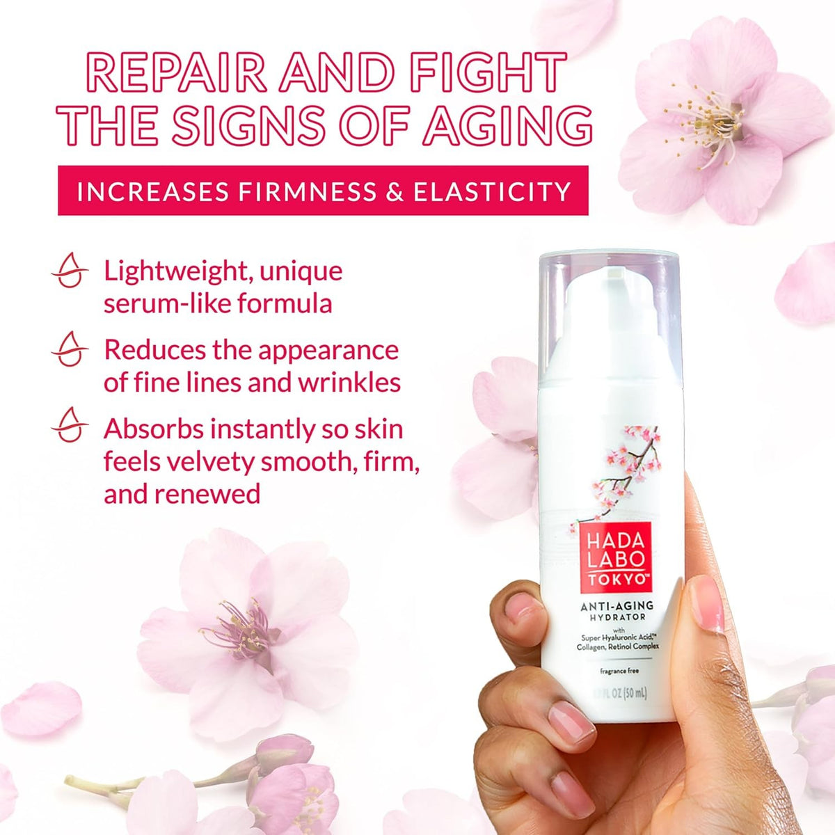 Anti-Aging Face Serum with Hyaluronic Acid, Collagen & Retinol - 1.7 fl oz
