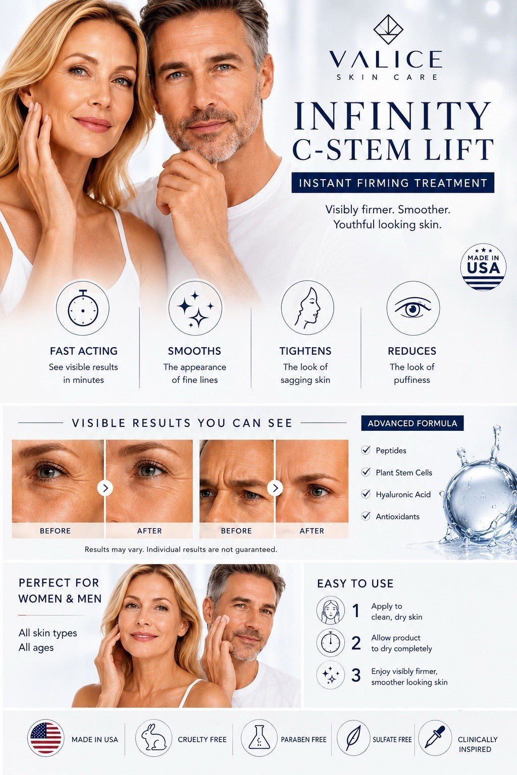Instant Face Lift Serum with Stem Cells & Peptides - 2 Units