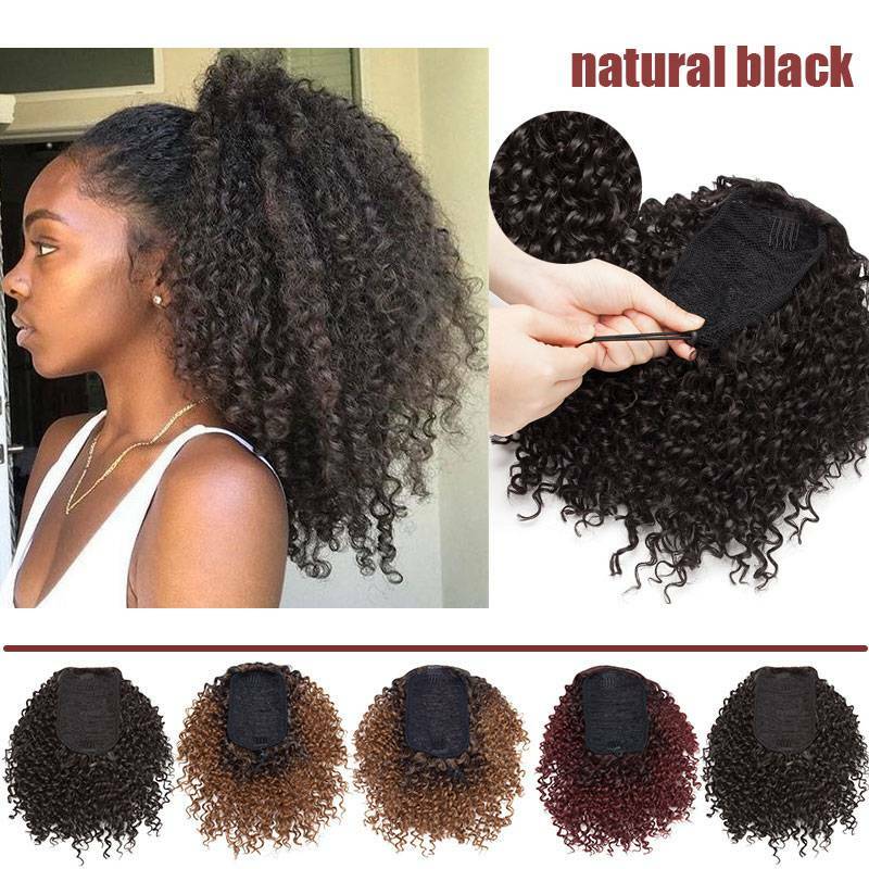 Kinky Curly Ponytail Clip-In Hair Extension with Drawstring - Natural & Voluminous