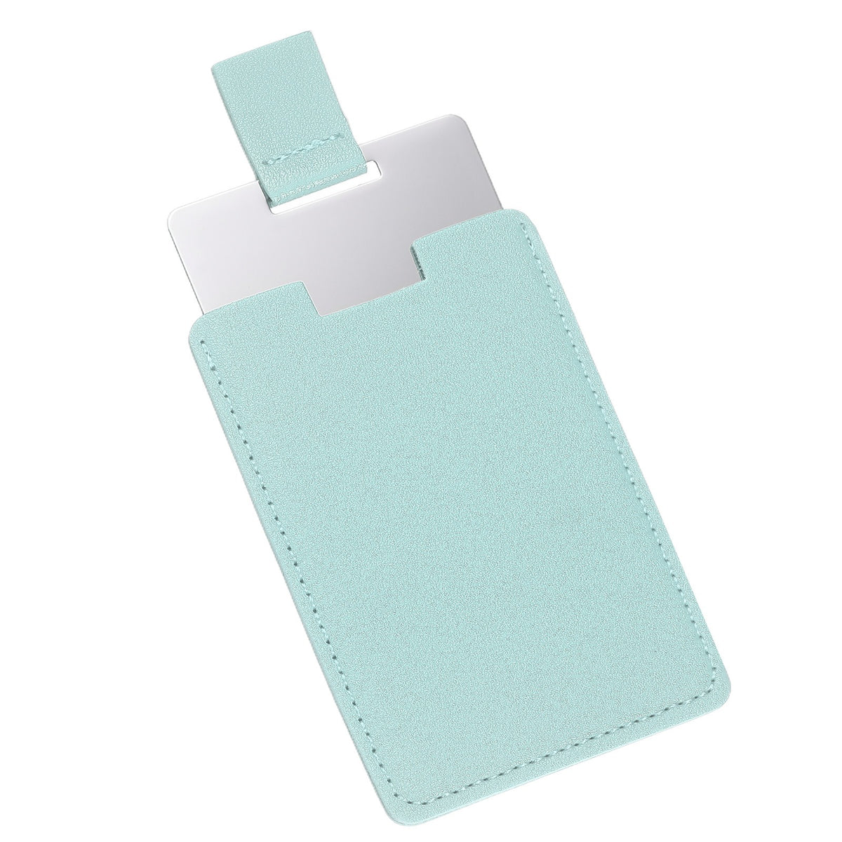 Mini Travel Pocket Mirror Stainless Steel Light Blue Compact Makeup Mirror