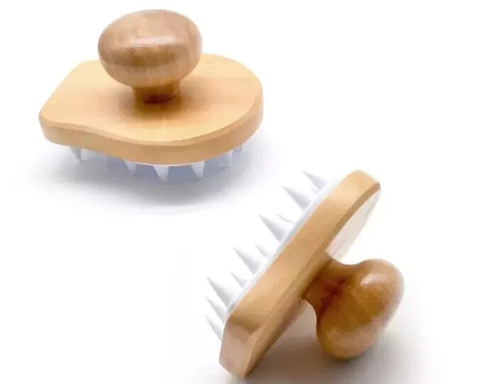 Wooden Scalp Shampoo Brush Massage Detangler with Soft Bristles - 2 Pack