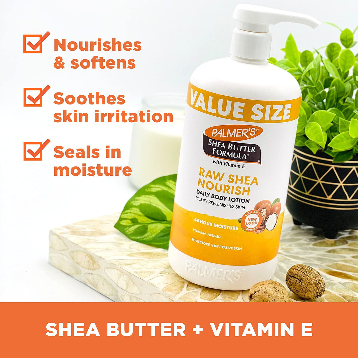 Palmer's Shea Formula Raw Body Lotion for Dry Skin with Pump, 33.8 oz