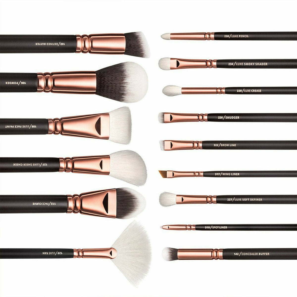 Professional 15-Piece Makeup Brush Set with Soft Bristles for Face Eyes Lip