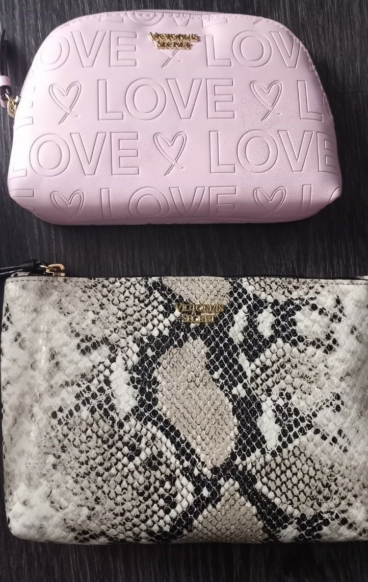 Victoria's Secret 3-Piece Beauty Pouch Set - New Love Python