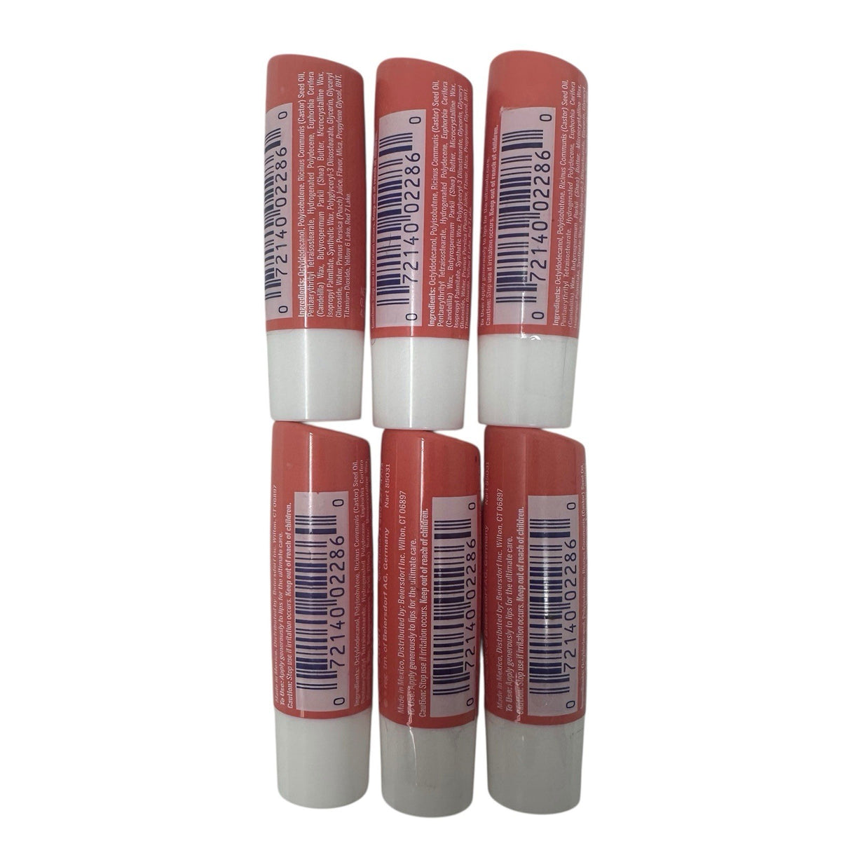 Set of 6 NIVEA Peach Lip Care Tubes - Discontinued Formula, 0.17 oz each