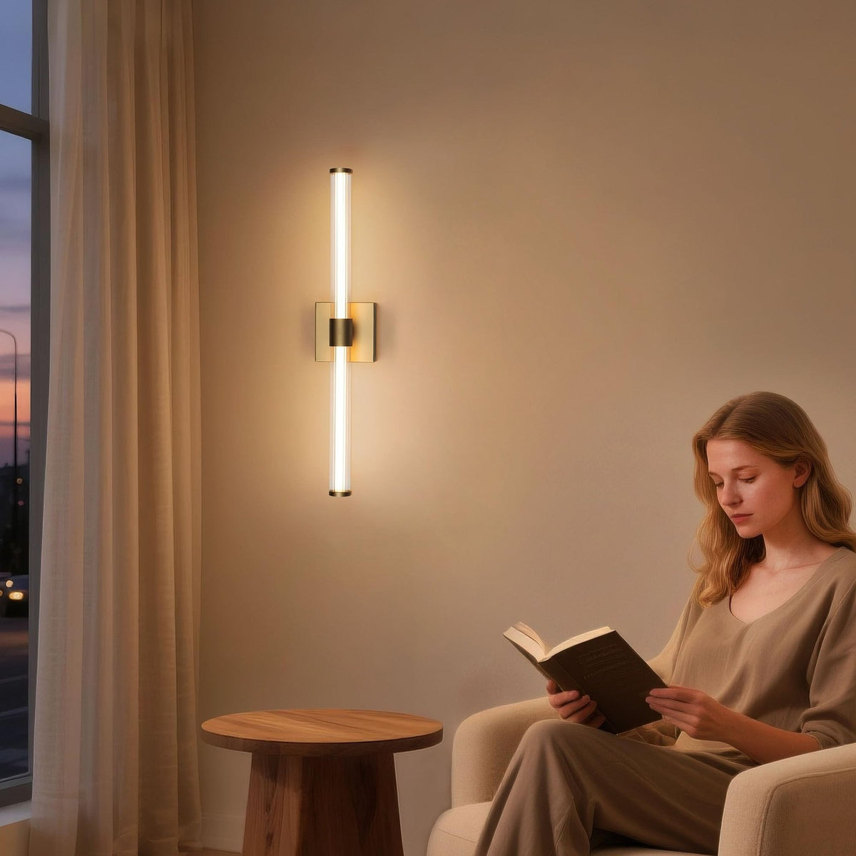 25in Modern Gold Vanity Light Fixture for Bathroom Mirror - Dimmable LED Wall Sconce