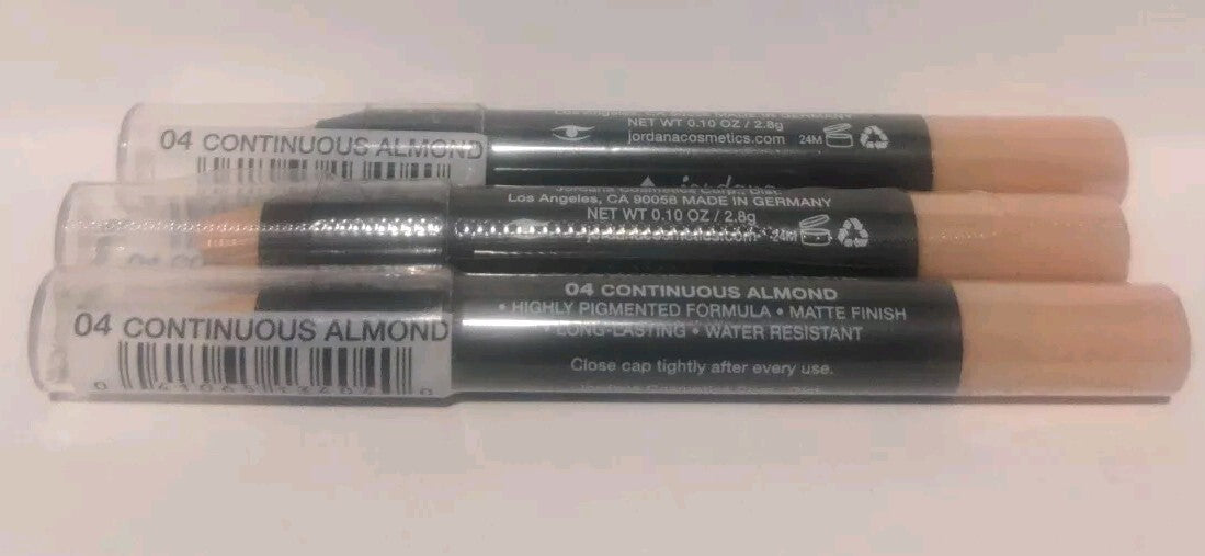 JORDANA 12Hr Long Lasting Eyeshadow Pencil #04 Continuous Almond - Set of 3