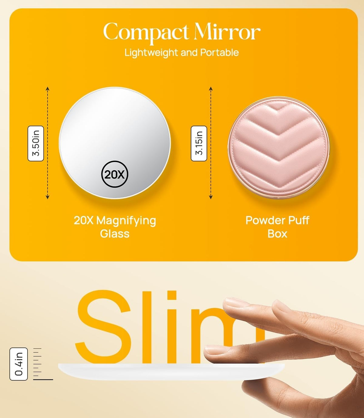 20X Magnifying Makeup Mirror with Magnetic Attachment - 3.5 Inch Portable Compact