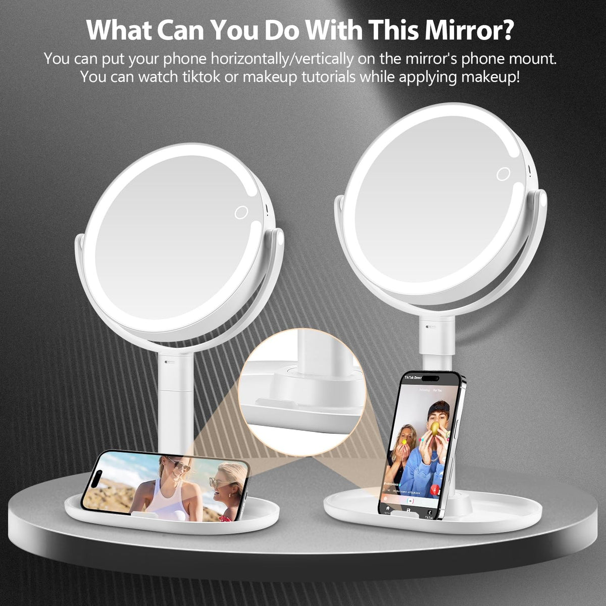 Lighted Makeup Mirror with 30X Magnification, Touch Control & Adjustable Brightness