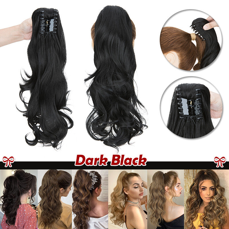 30-Inch Fluffy Ponytail Hair Extension with Claw Clip - Straight & Wave Styles