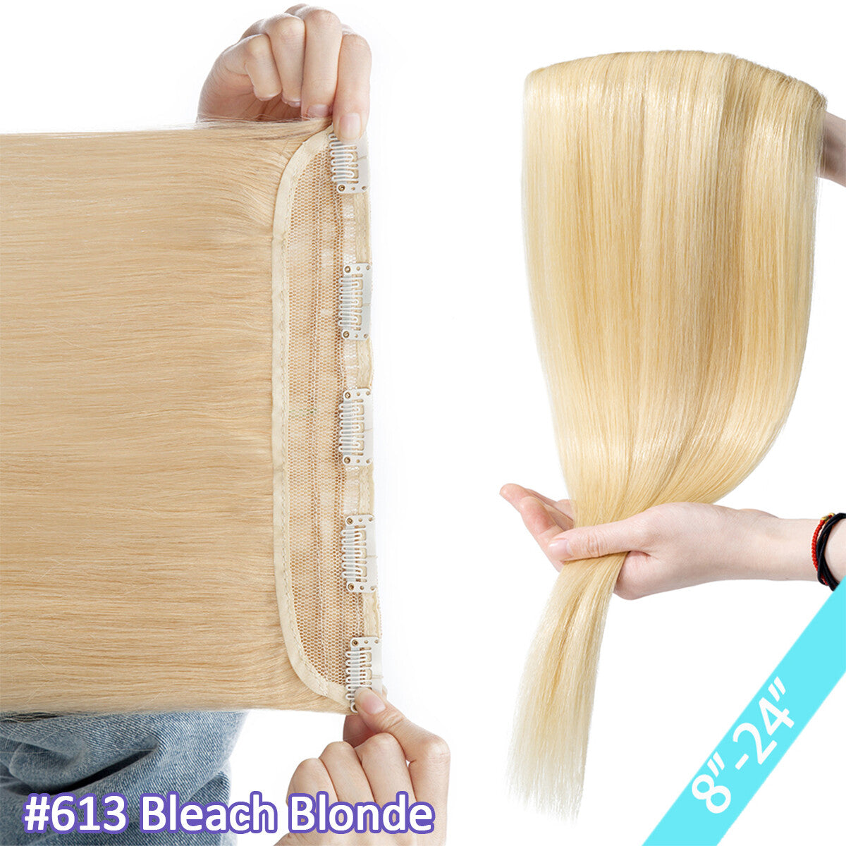 Women Clip-In Remy Human Hair Extensions Full Head Straight Ombre - Multiple Colors & Lengths