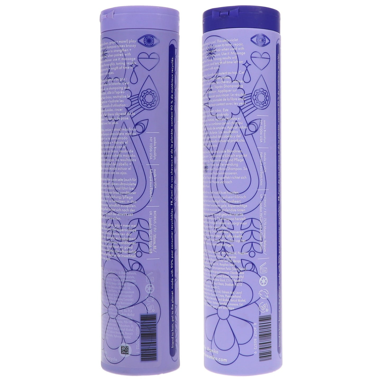 Blonde Hair Purple Shampoo & Conditioner Set - Amika Bust Your Brass 9.2 oz
