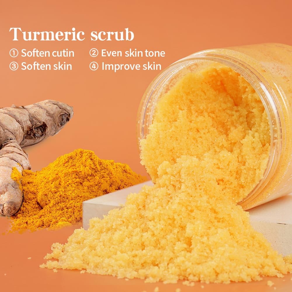 Turmeric Body Scrub with Shea Butter & Sea Salt - Nourishing Exfoliant for Dark Areas