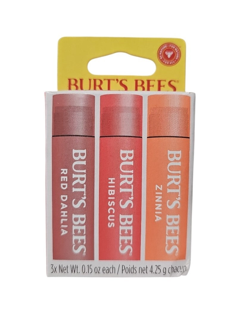Tinted Lip Balm Set of 3 - Zinnia Hibiscus Red Dahlia Natural Moisturizing