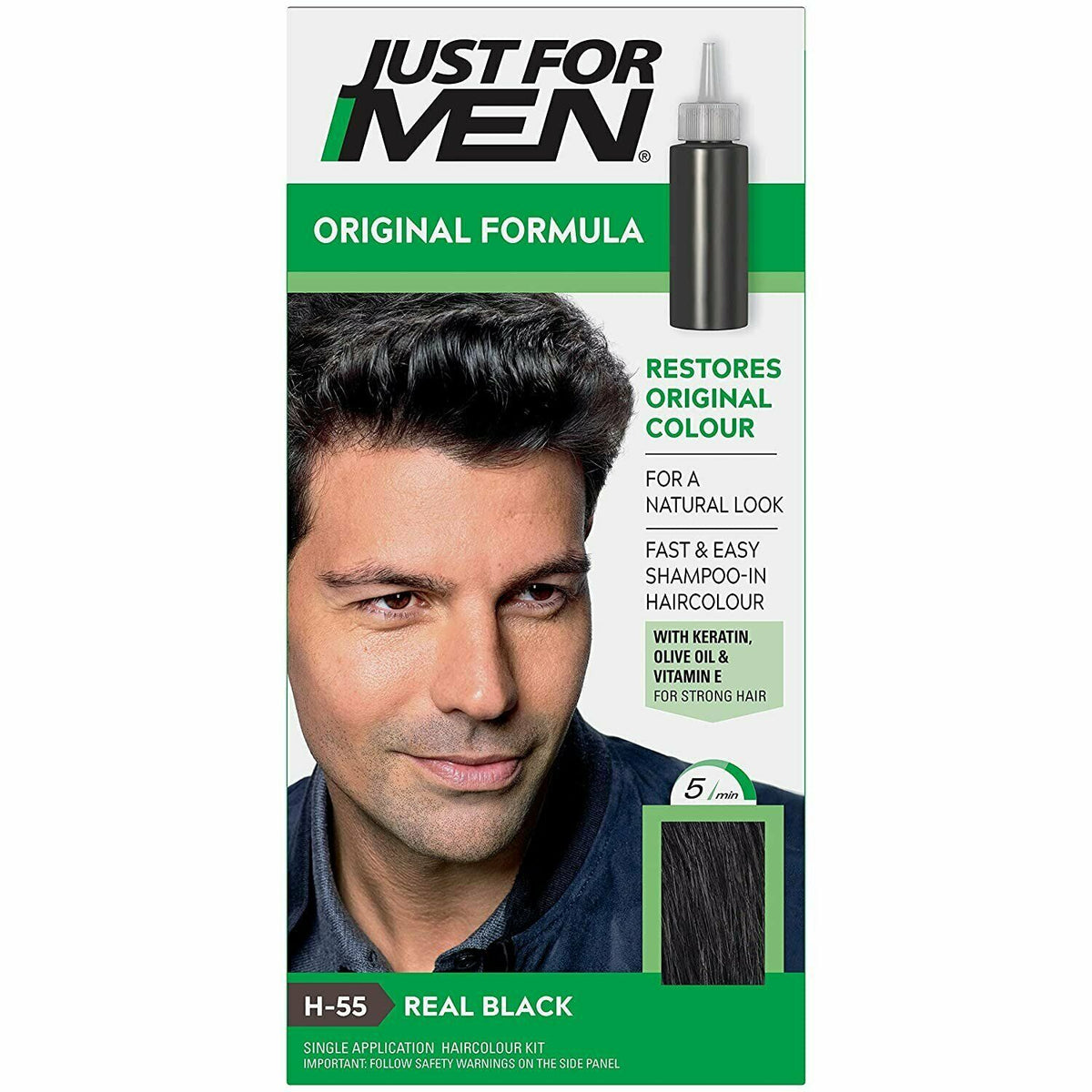 Shampoo-In Hair Color - Real Black, Fast 5-Minute Application