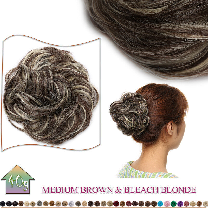 Curly Messy Bun Hair Extension Scrunchie Natural Updo Thick Human Hair
