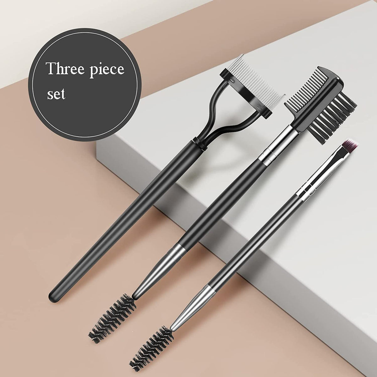 3 Pack Eyebrow and Eyelash Makeup Brush Set with Separator & Spoolie