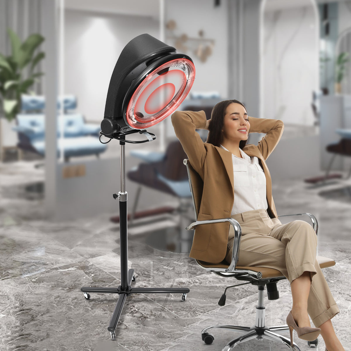 3-in-1 Infrared Hair Dryer & Steamer with 4 Wheels - Salon & Home Use
