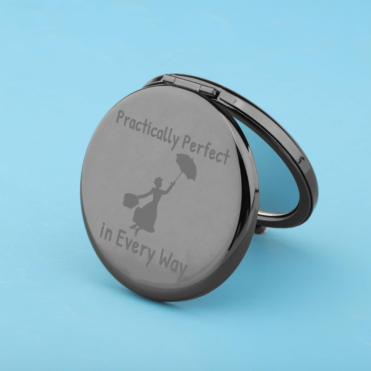 Practically Perfect in Every Way Movie Quote Makeup Mirror – 2.6 in Dual-Sided Magnifying Stainless Steel