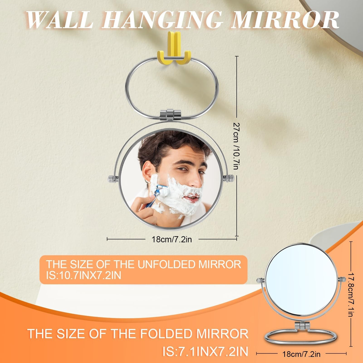 Travel Makeup Mirror 6-inch Double-Sided with 10X Magnification, Foldable & Portable