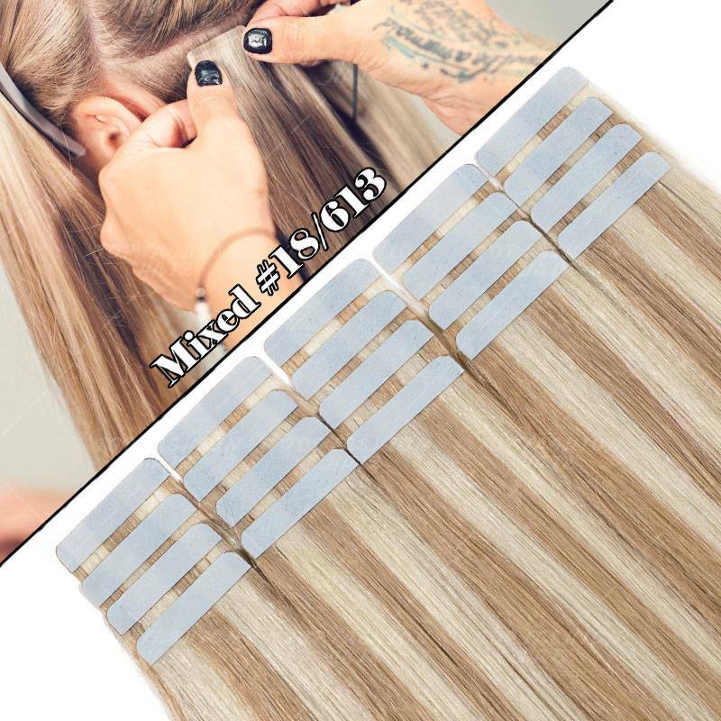 Tape In Hair Extensions 100% Remy Human Hair Natural & Thick - Multiple Colors & Lengths