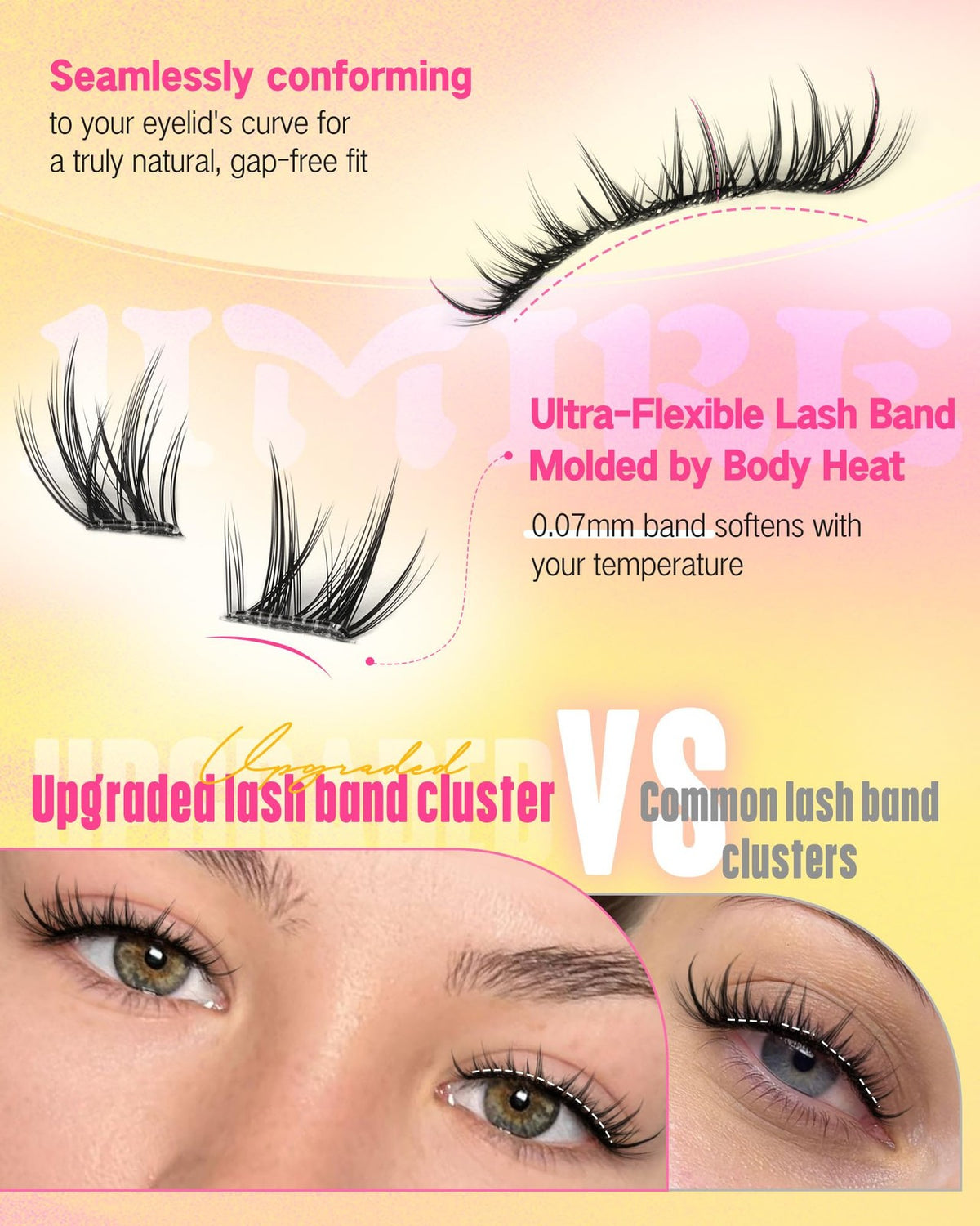 Self Adhesive Eyelash Clusters Natural Look Wispy Lash Extensions Black