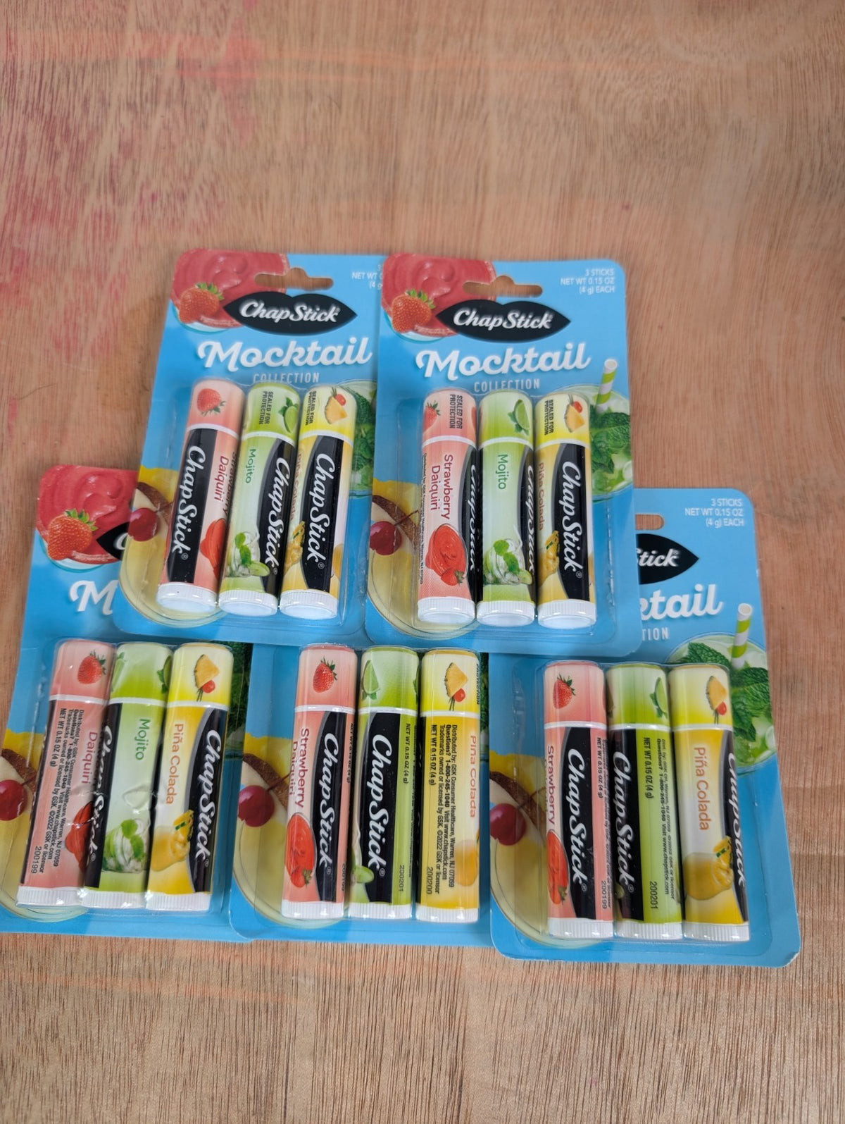 Lip Balm Set - 5 Pack Mocktail Collection Mojito & Pina Colada Flavors