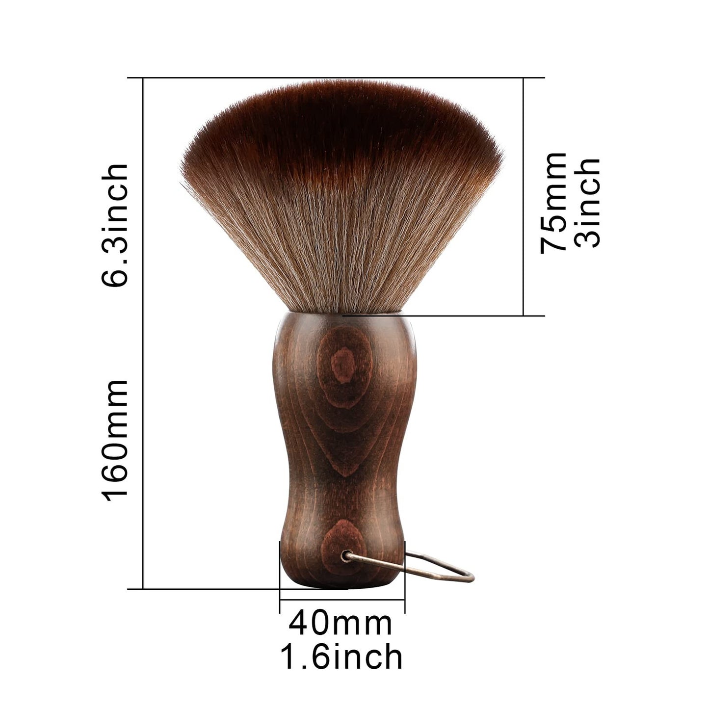 Barber Neck Duster Brush with Wooden Handle and Soft Fiber Bristles