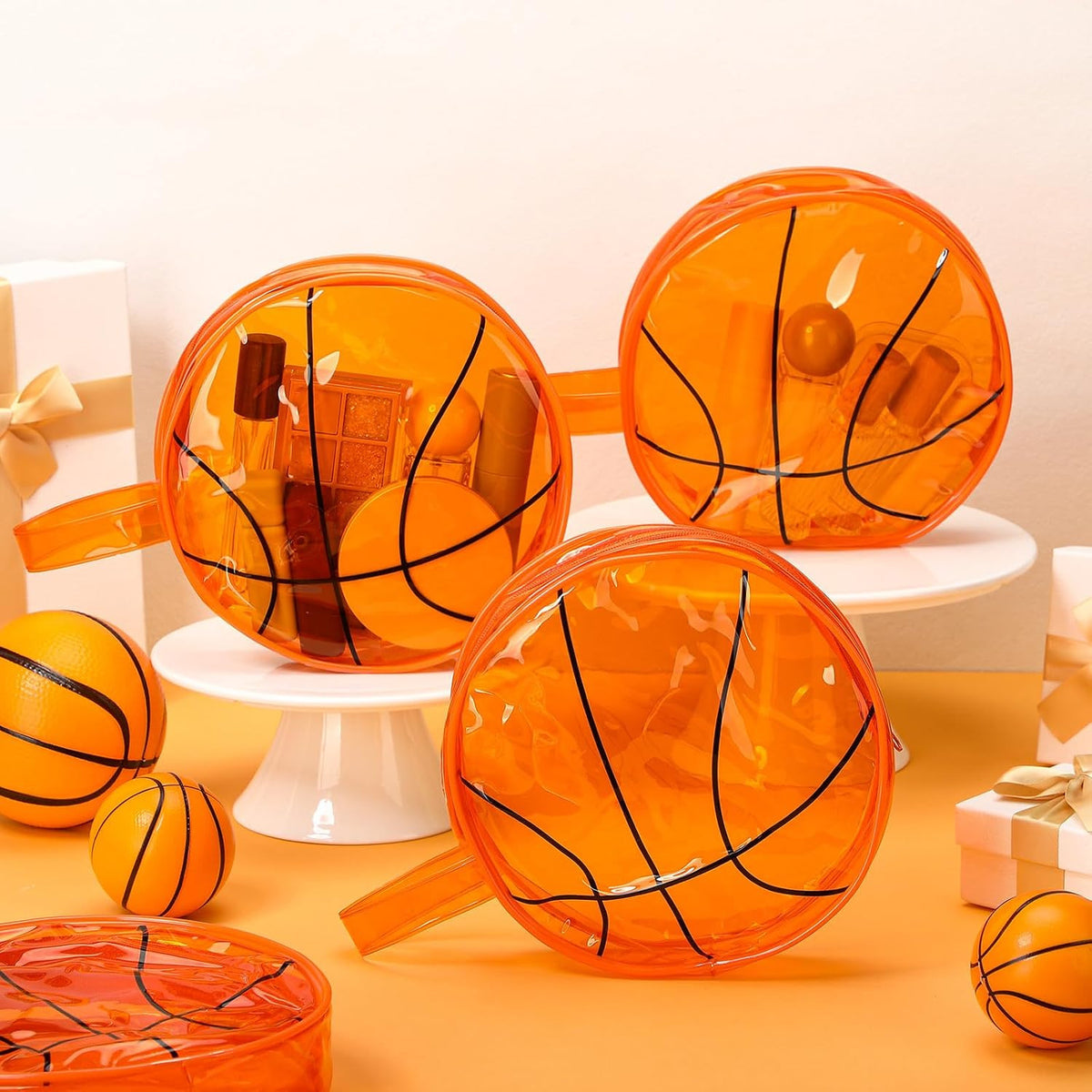 12 Pcs Basketball Cosmetic Bags with Zipper Handle | Travel & Makeup Storage