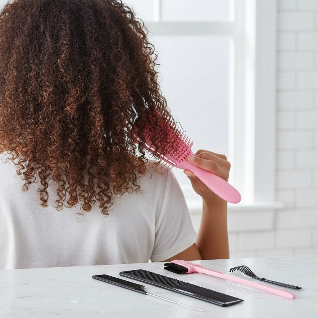 Hair Styling Tool Set with Detangler, Combs & Edge Brush – Versatile Hair Care