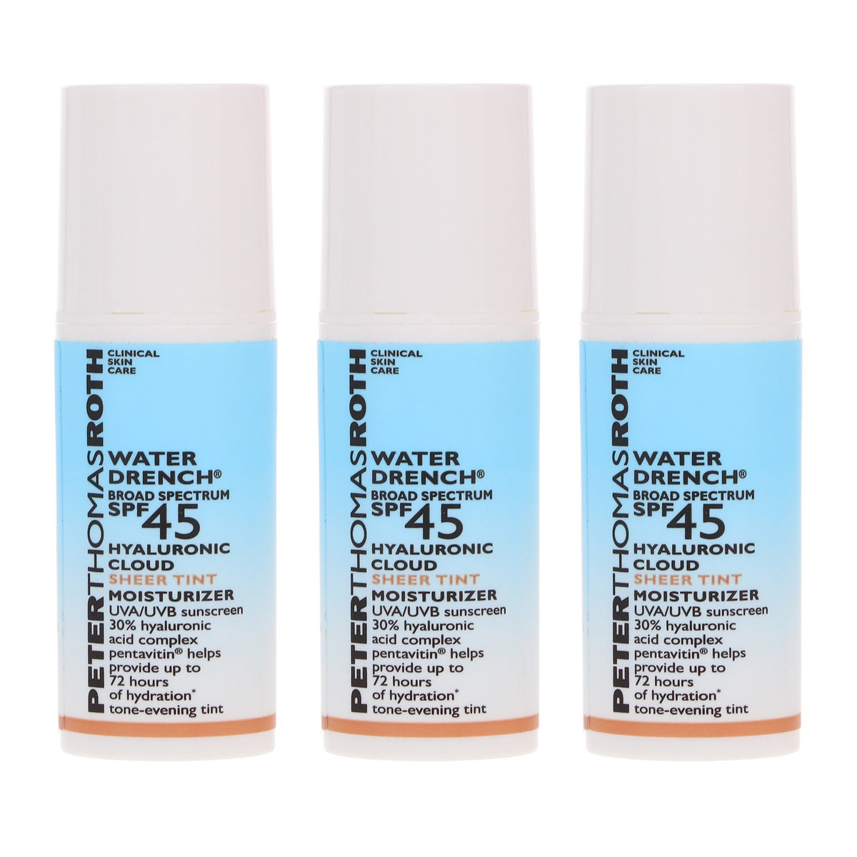 Peter Thomas Roth SPF 45 Sheer Tinted Moisturizer 3 Pack - Hydrating Face Sunscreen