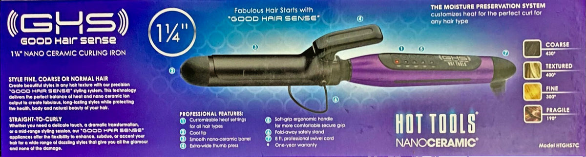 Professional Nano Ceramic Curling Iron 1 1/4 Inch for Smooth, Frizz-Free Curls