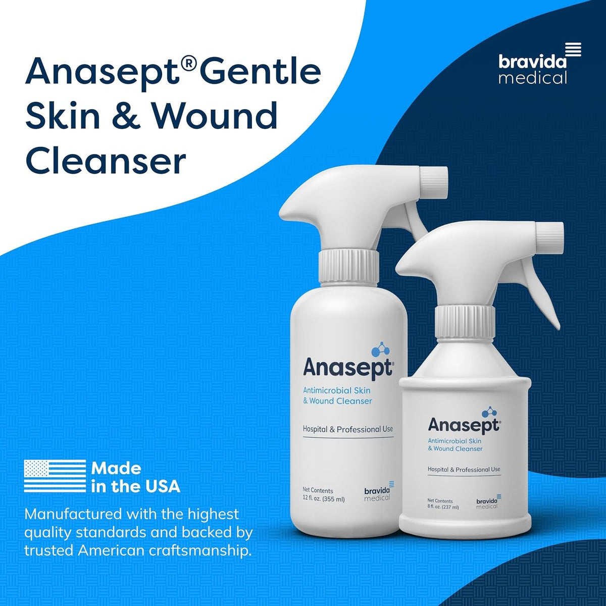 Antimicrobial Wound Cleanser Spray - 12oz Skin & Wound Disinfectant