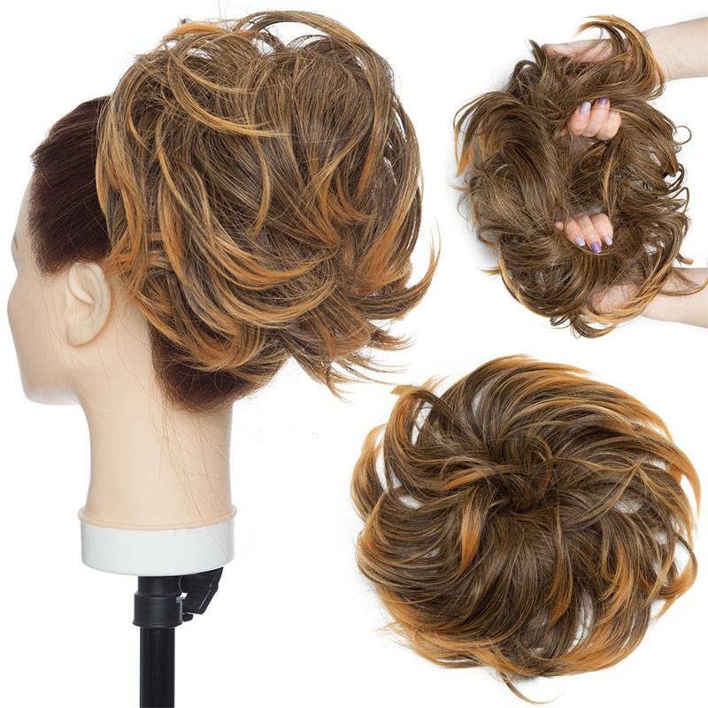 Large Messy Bun Hair Extension - Voluminous Synthetic Ponytail Wrap