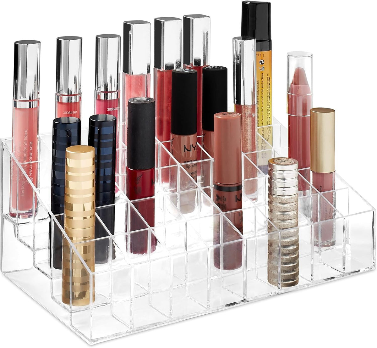 Acrylic Lipstick Organizer 40 Slots - Clear Makeup Storage Case
