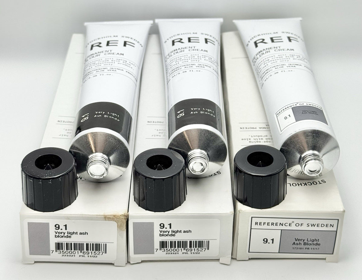 REF Professional Anti-Aging Haircolor 9.1 Very Light Ash Blonde - 3x