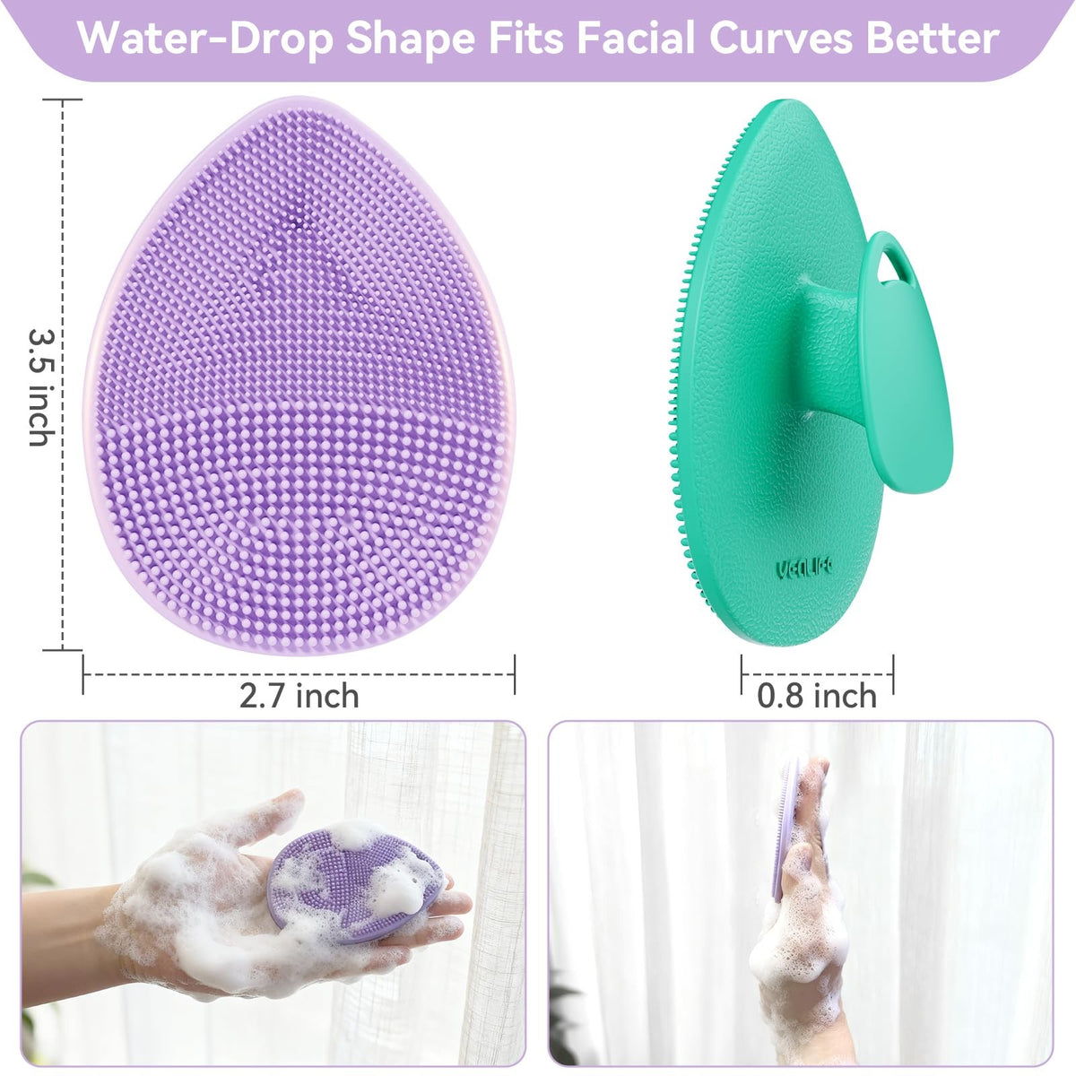 Silicone Facial Cleansing Brush 2 Pack - Gentle Exfoliating & Deep Pore Cleanser