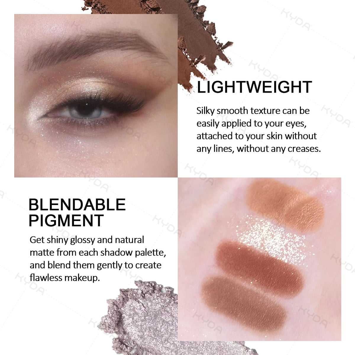 High Pigment Neutral Brown Eyeshadow Palette - 4 Color Matte & Pearl Shades