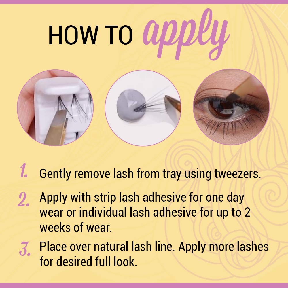 Short Knotted Flares False Eyelashes - Black, Pack of 4, Natural Look