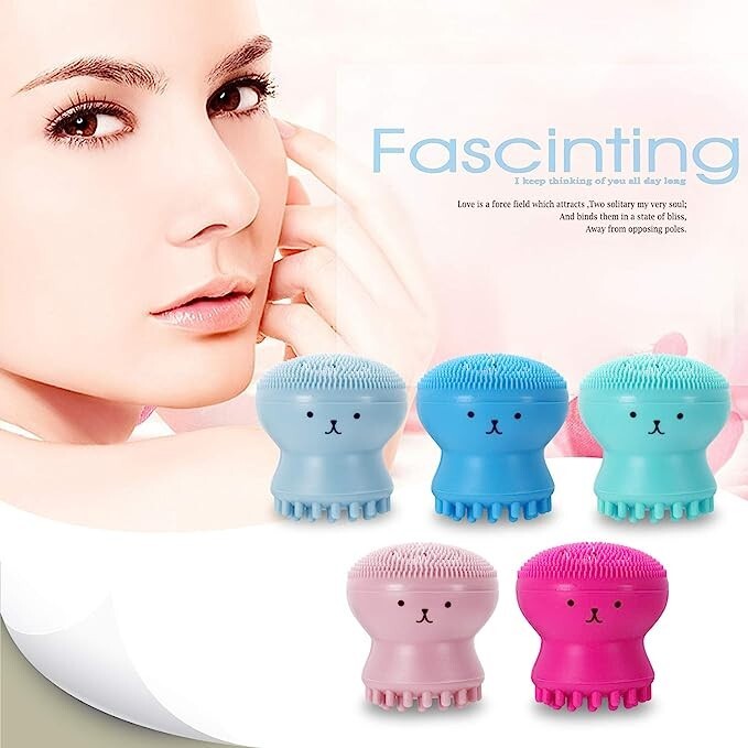 Silicone Octopus Facial Cleansing Brush Set 5 Pack - Gentle, Deep Pore Cleanser