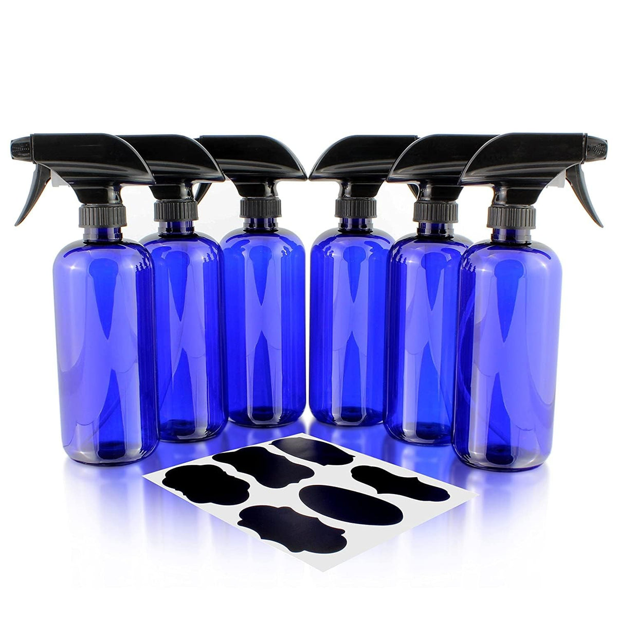 16oz Cobalt Blue Plastic Spray Bottles with Heavy Duty Mist & Stream Sprayers
