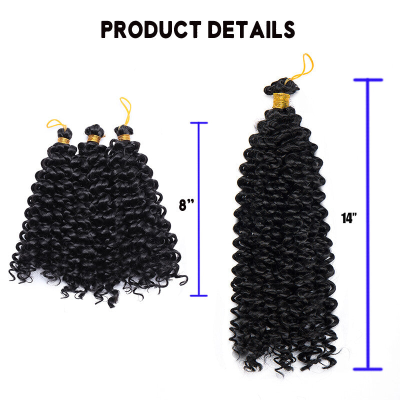 Hair Extensions Pre-Cilled Water Wave Crochet Braids Ombre 8-14 Inch