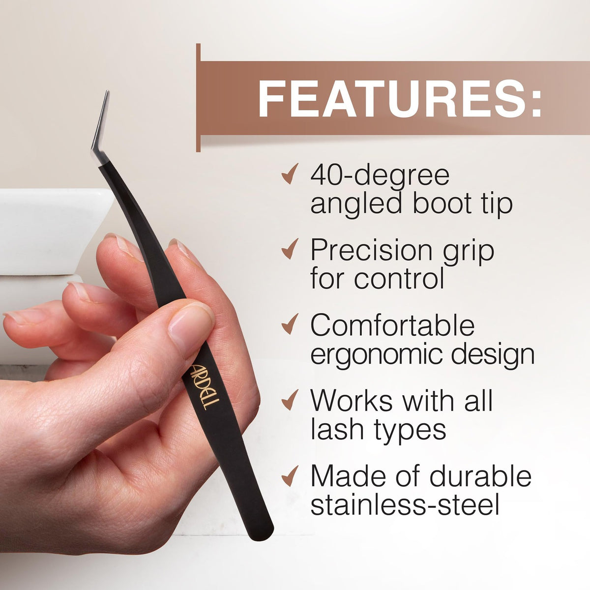 Eyelash Applicator Tool with 40° Curved Tip - Precision Lash Tool for Extensions