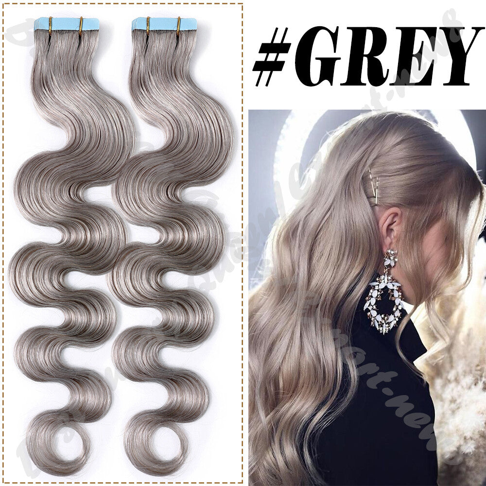 Thick Tape in Remy Human Hair Extensions Invisible Skin Weft Full Head